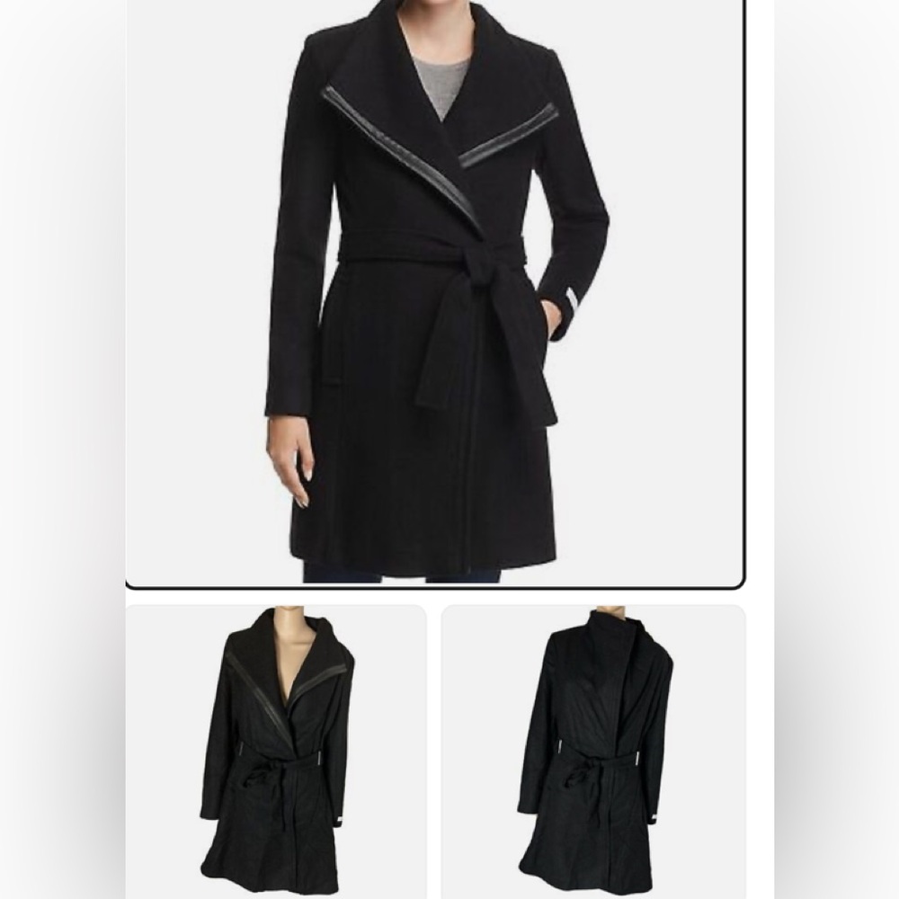 Chic Black Belted Coat with Zipper Details